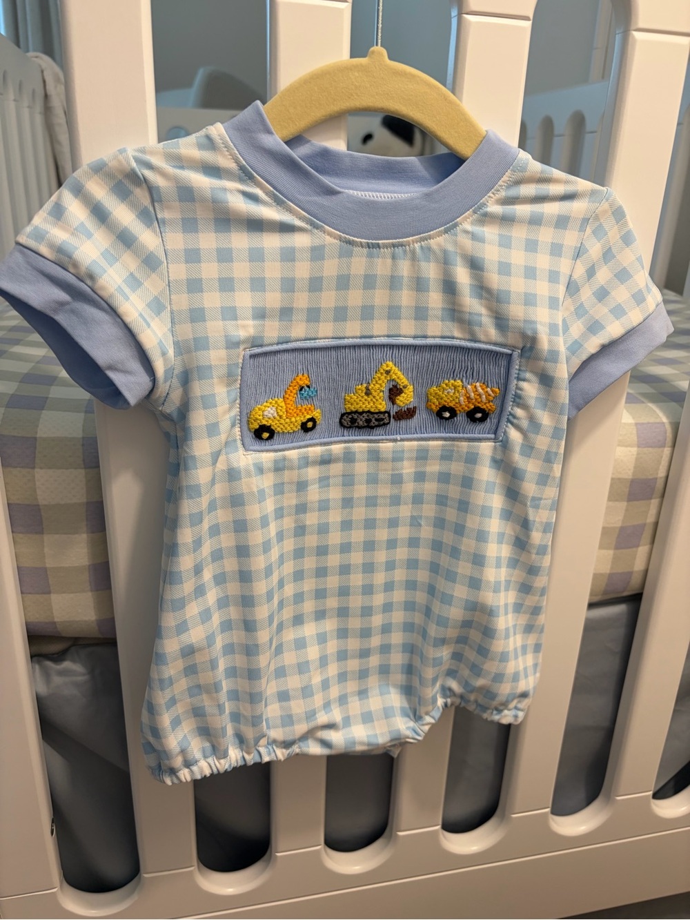 Smocked Flamingo Baby Boy Bubble | Construction Equipment | Size Newborn | NEW